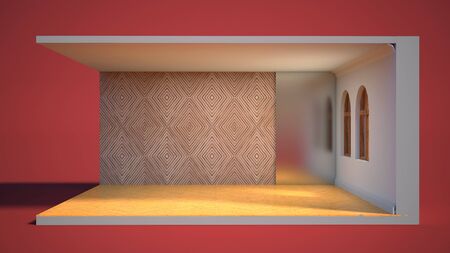 interior with large window. 3d illustrationの写真素材