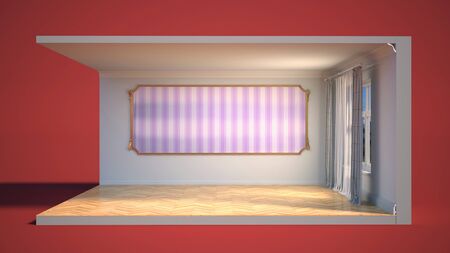 interior with large window. 3d illustrationの写真素材