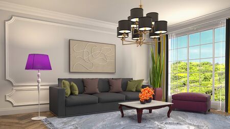 Interior of the living room. 3D illustration.