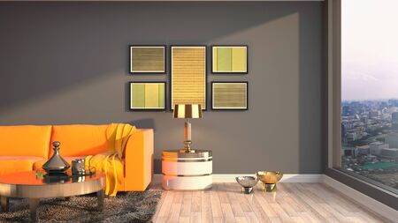 Interior of the living room. 3D illustration.