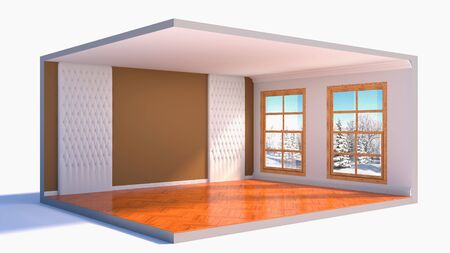 interior with large window. 3d illustrationの写真素材