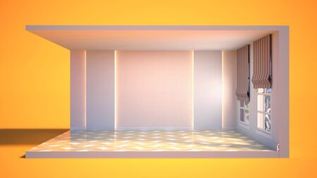 interior with large window. 3d illustrationの写真素材