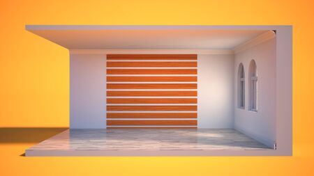 interior with large window. 3d illustrationの写真素材