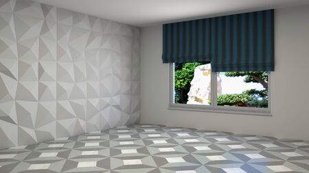 Empty interior with window. 3d illustration.の写真素材