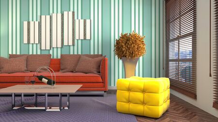 Interior of the living room. 3D illustration.の写真素材