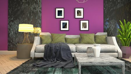 Interior of the living room. 3D illustration.
