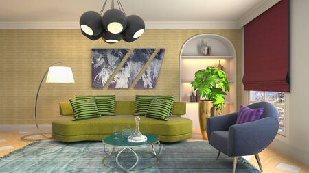 Interior of the living room. 3D illustration.