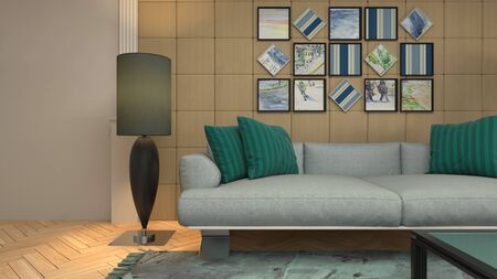 Interior of the living room. 3D illustration.
