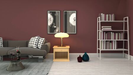 Interior of the living room. 3D illustration.