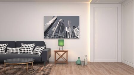Interior of the living room. 3D illustration.