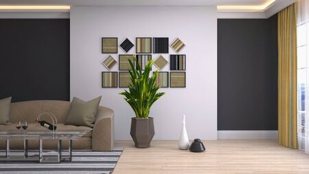 Interior of the living room. 3D illustration.