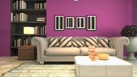 Interior of the living room. 3D illustration.