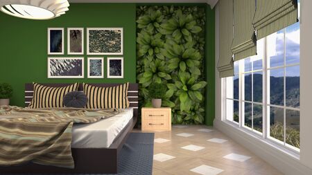 Bedroom interior. Bed. 3d illustration.の写真素材