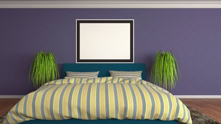 mock up poster frame in interior background. 3D Illustration.の写真素材