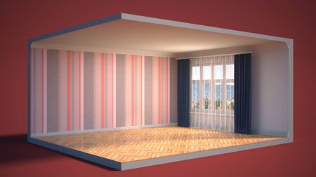 interior with large window. 3d illustrationの写真素材