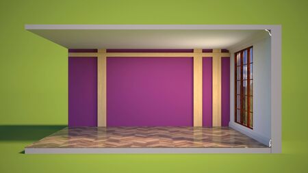 interior with large window. 3d illustrationの写真素材