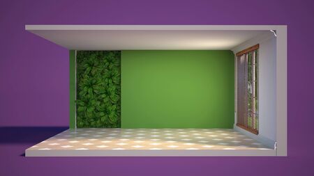 interior with large window. 3d illustrationの写真素材