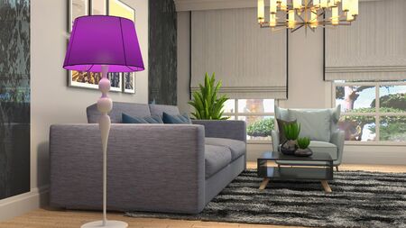 Interior of the living room. 3D illustration.の写真素材