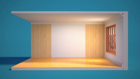 interior with large window. 3d illustrationの写真素材
