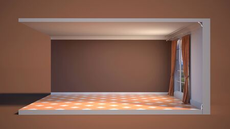 interior with large window. 3d illustrationの写真素材