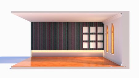 interior with large window. 3d illustration