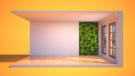 interior with large window. 3d illustrationの写真素材