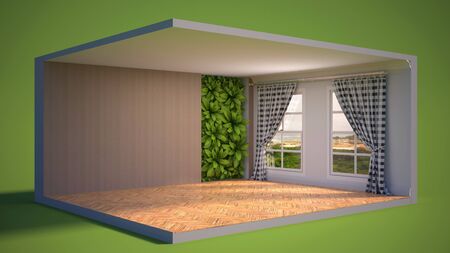 interior with large window. 3d illustrationの写真素材