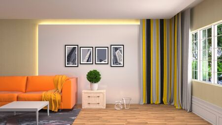 Interior of the living room. 3D illustration.の写真素材