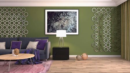 Interior of the living room. 3D illustration.