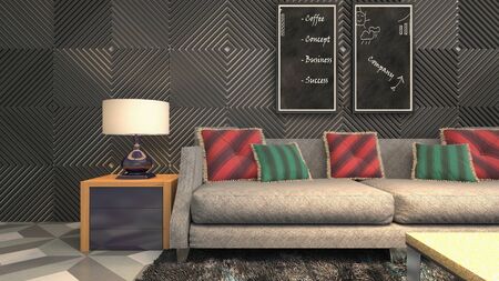 Interior of the living room. 3D illustration.