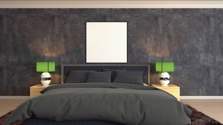 mock up poster frame in interior background. 3D Illustration.