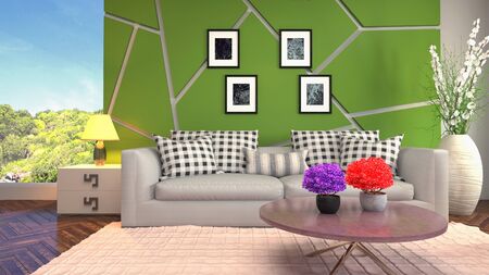 Interior of the living room. 3D illustration.