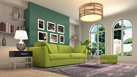 Interior of the living room. 3D illustration.