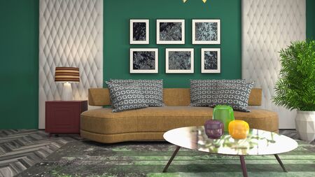 Interior of the living room. 3D illustration.