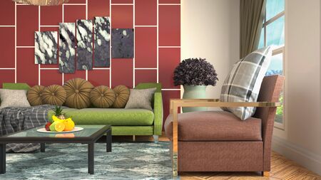 Interior of the living room. 3D illustration.の写真素材