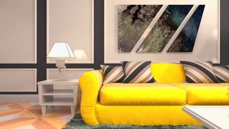 Interior of the living room. 3D illustration.