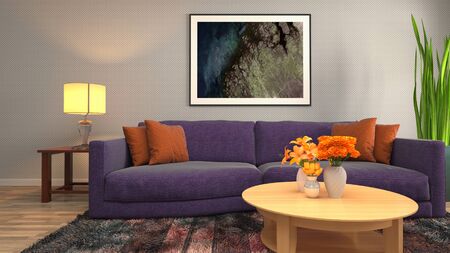 Interior of the living room. 3D illustration.