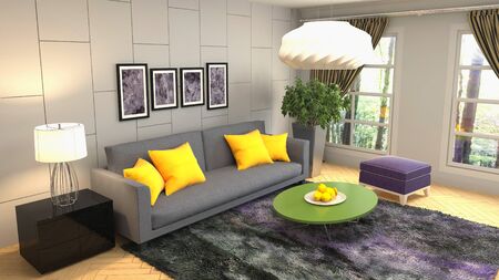 Interior of the living room. 3D illustration.