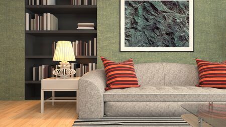 Interior of the living room. 3D illustration.
