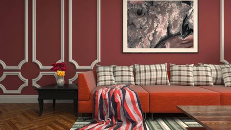 Interior of the living room. 3D illustration.