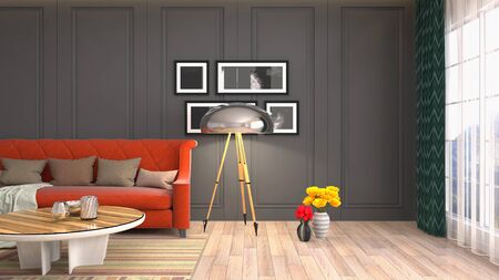 Interior of the living room. 3D illustration.の写真素材