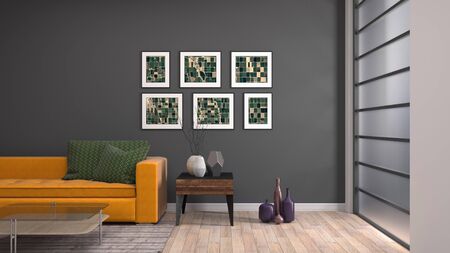 Interior of the living room. 3D illustration.