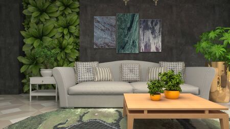 Interior of the living room. 3D illustration.