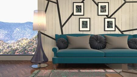 Interior of the living room. 3D illustration.