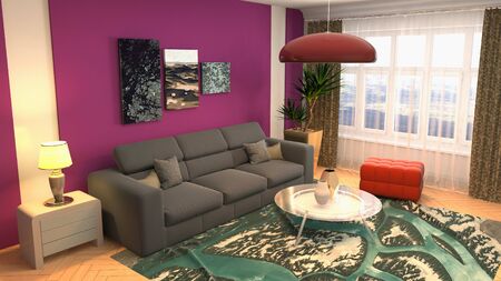 Interior of the living room. 3D illustration.