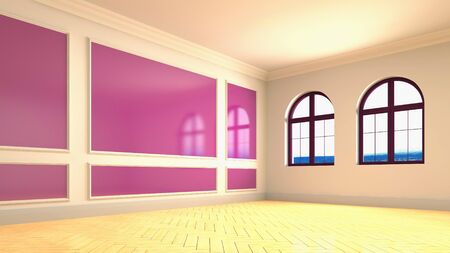 Empty interior with window. 3d illustration.の写真素材