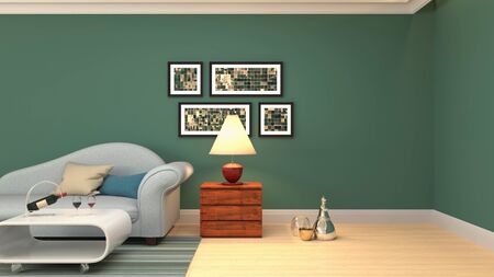 Interior of the living room. 3D illustration.