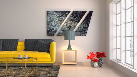 Interior of the living room. 3D illustration.