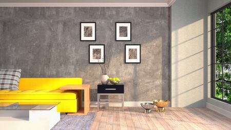Interior of the living room. 3D illustration.
