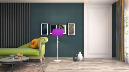 Interior of the living room. 3D illustration.
